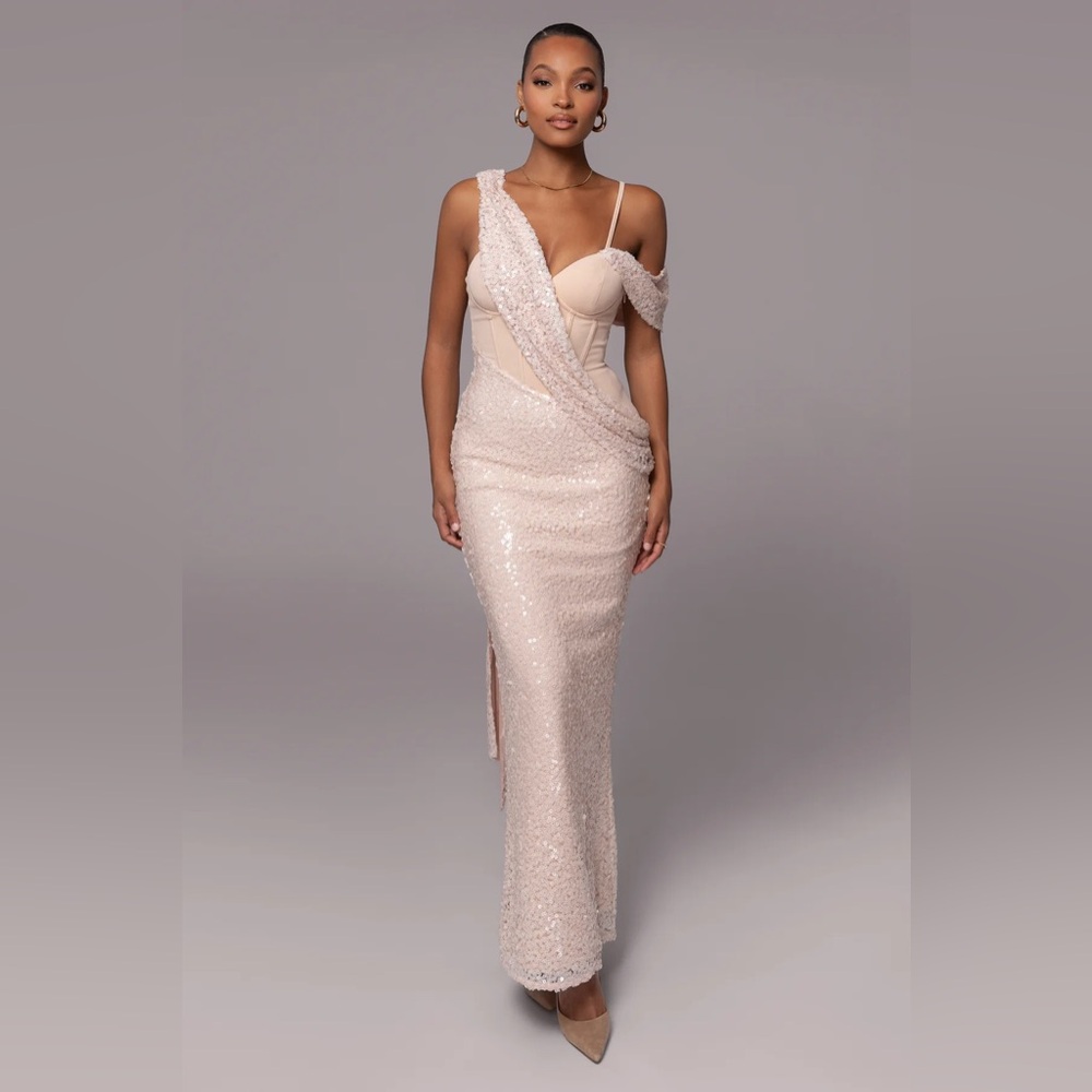 JLUXLABEL One-Shoulder Blush Gown